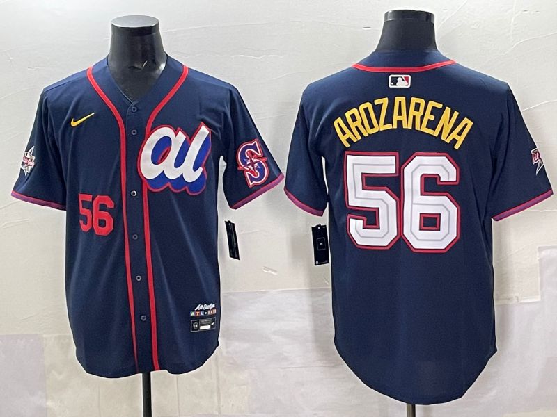 Men 2025 Seattle Mariners #56 Arozarena Drak Blue All star Nike MLB Jersey style 04->seattle mariners->MLB Jersey